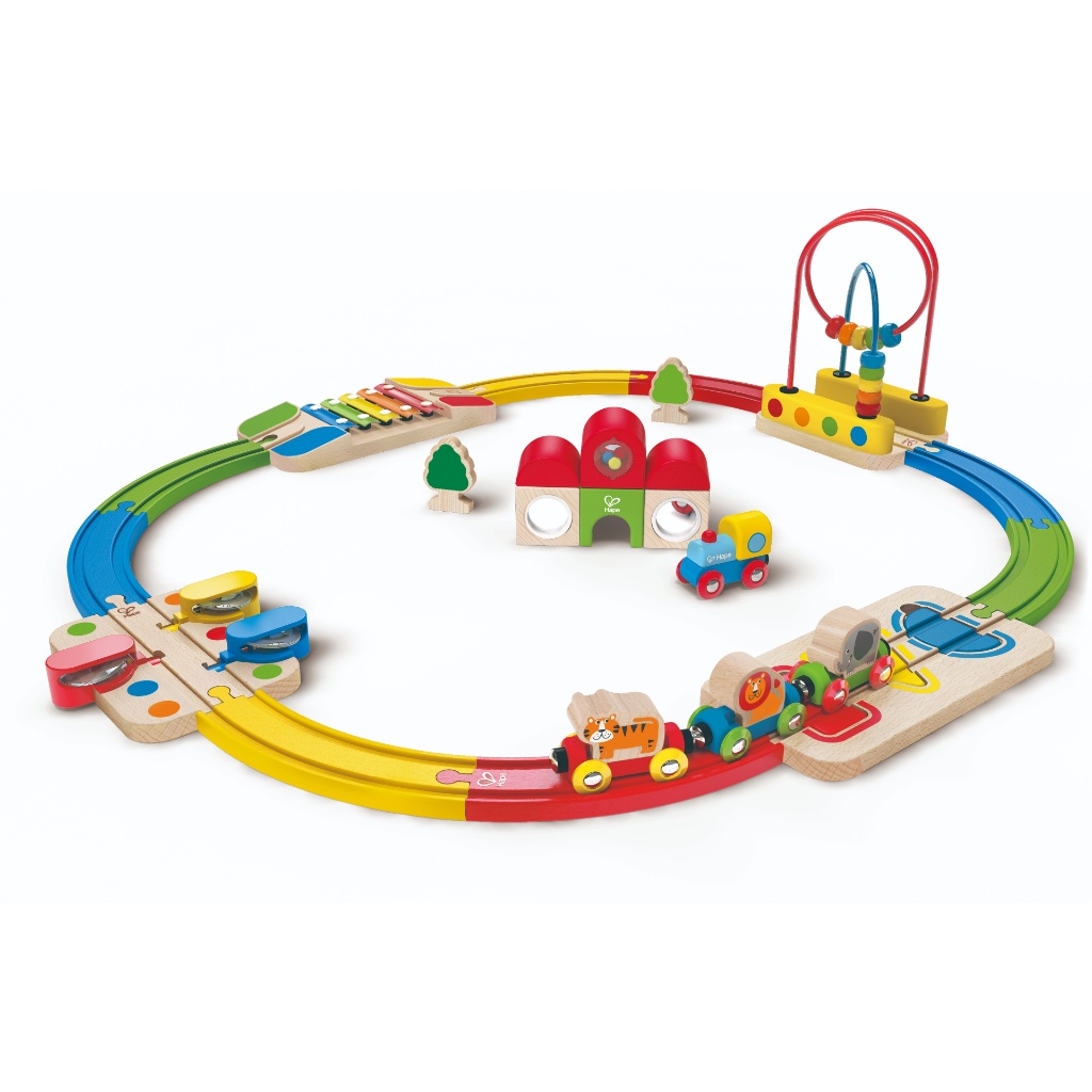Houten trein peuter (regenboog station) speelgoed | Lanoeka